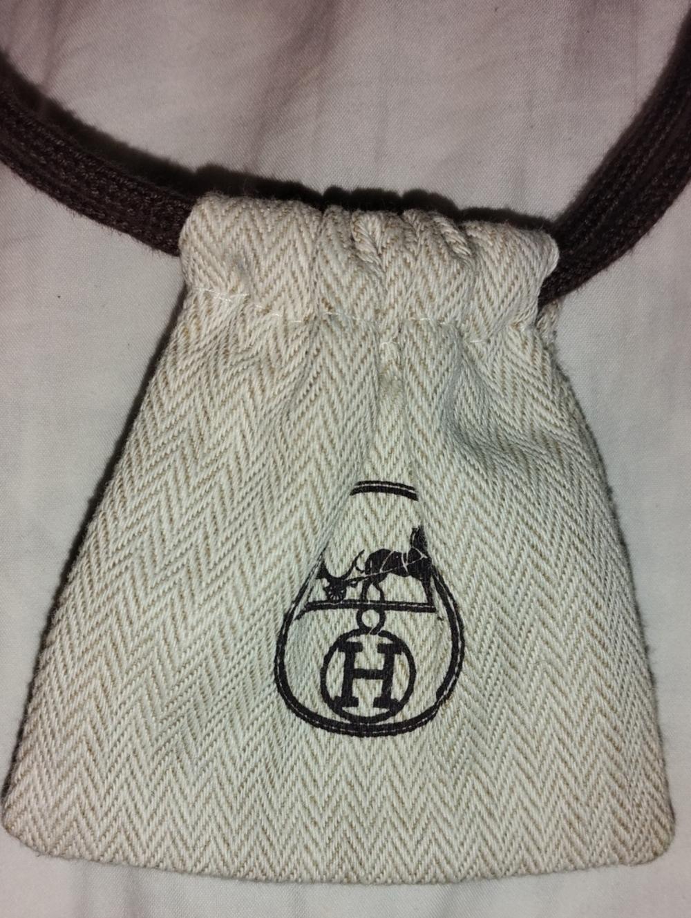 Hermes Canvas Drawstring Pouch - Cream